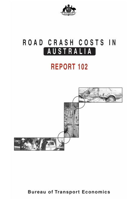 Cover of report about road crash costs in Australia
