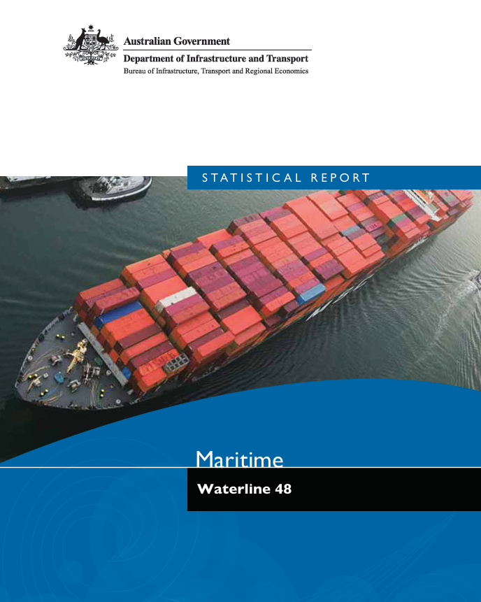 cargo ship on cover of Waterline 48 report