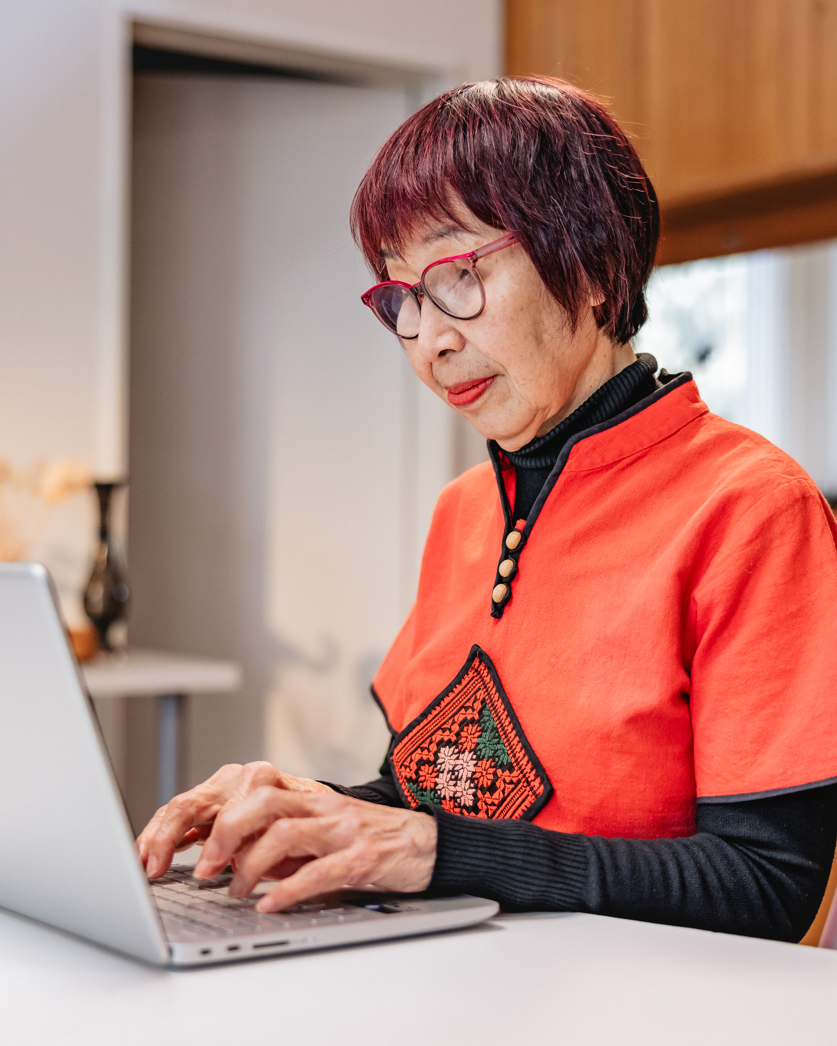 Woman working on laptop