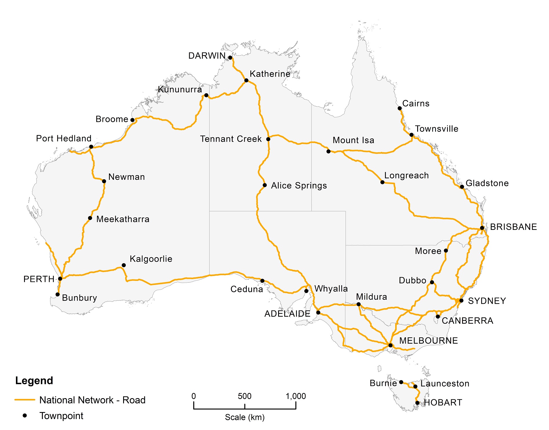 Figure 9 Map of national road network