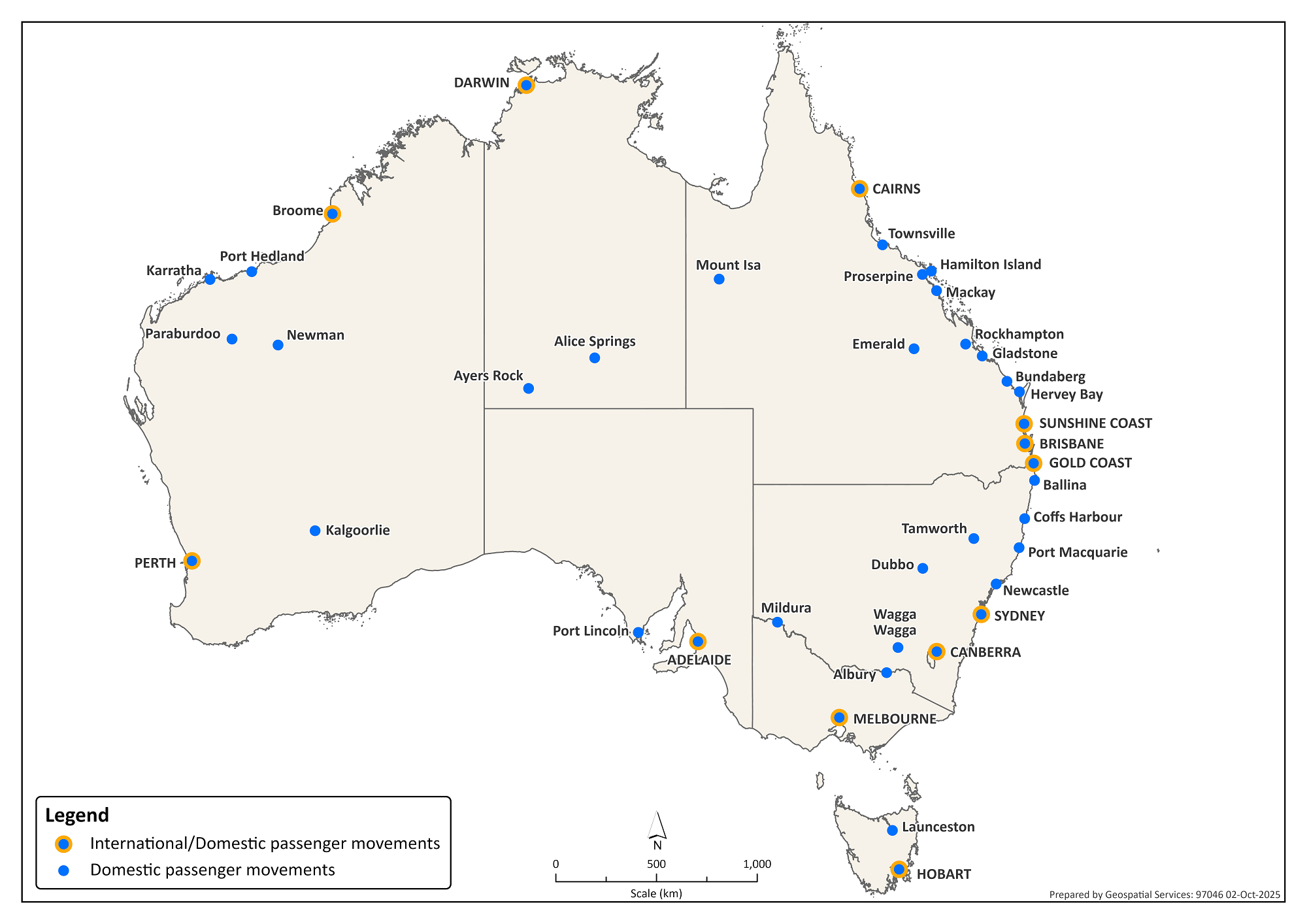 Figure 12 Australia’s top 40 airports in 2024-25, passengers