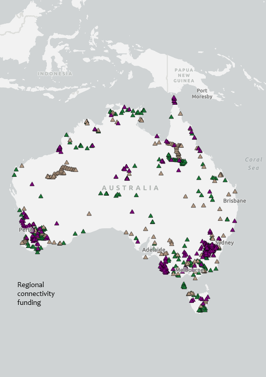 map of Australia showing regional connectivity funding