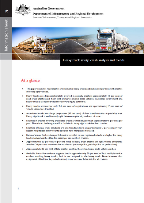 Heavy truck safety: crash analysis and trends